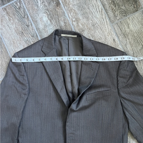 Burberry London Pinstriped Blazer, Brown Blue, 100% Wool, Men’s Size 40 Long - Picture 5 of 15